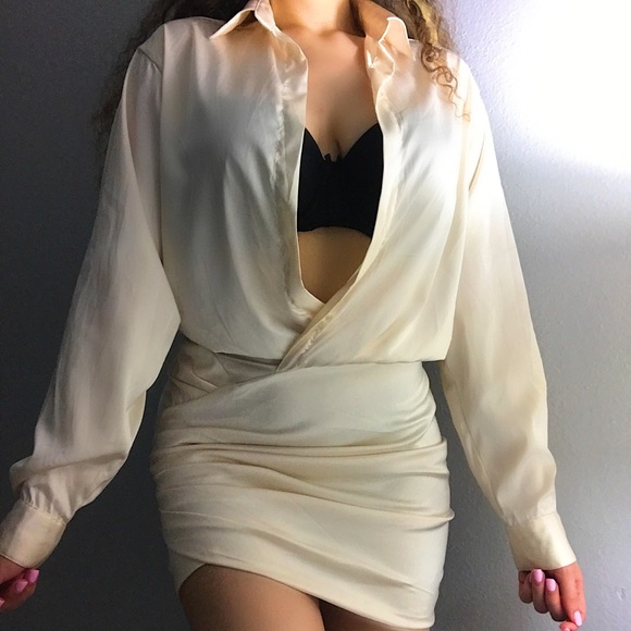 Cream Silky Fashion Nova Dress - Picture 1 of 4